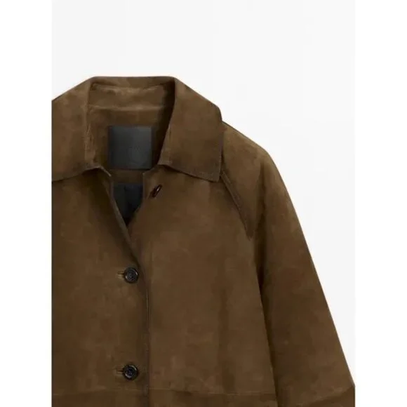 Massimo Dutti Suede Leather Trench Coat